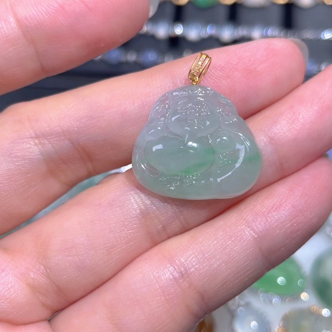 颈饰18K金镶嵌翡翠翡翠