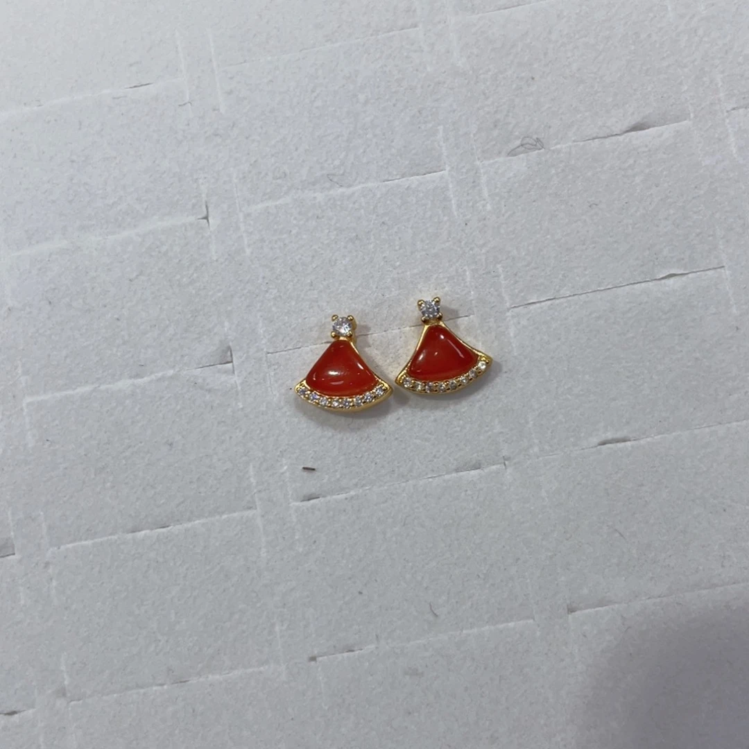 银S925镶嵌南红玛瑙耳饰