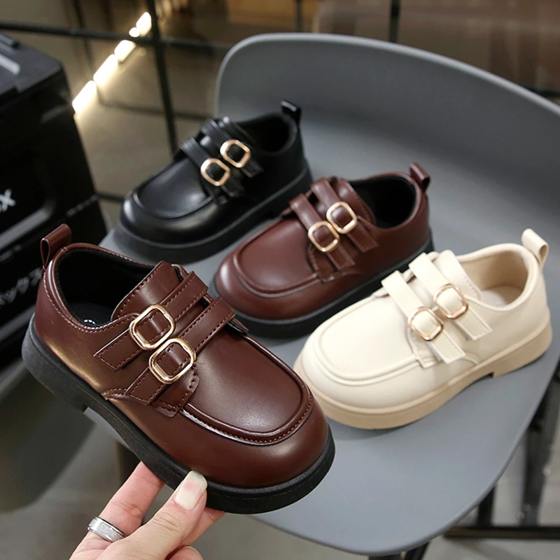 女童皮鞋春秋新款儿童韩版软底金属扣表演鞋中大童英伦风洋气单鞋