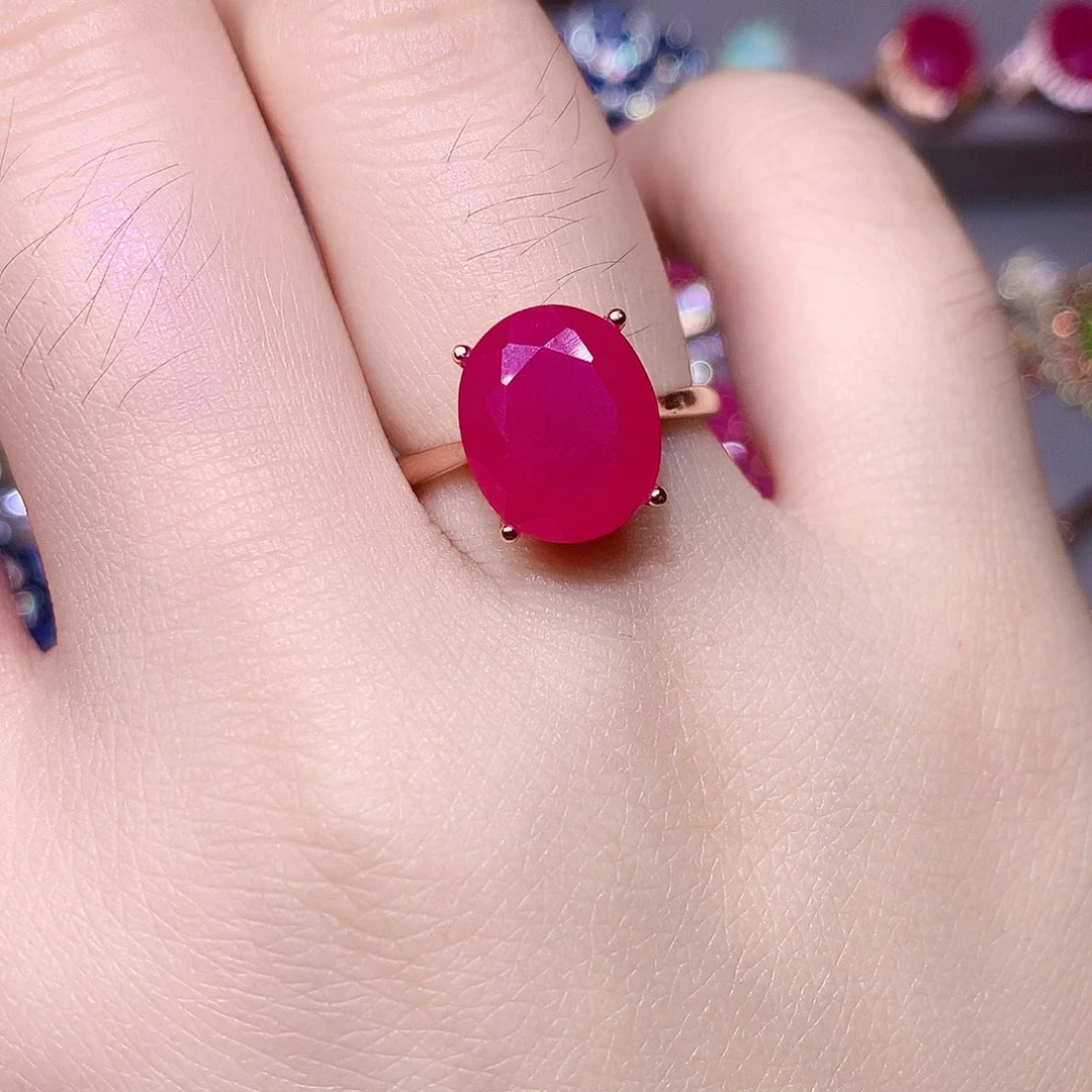 银S925镶嵌戒指红宝石祁**子