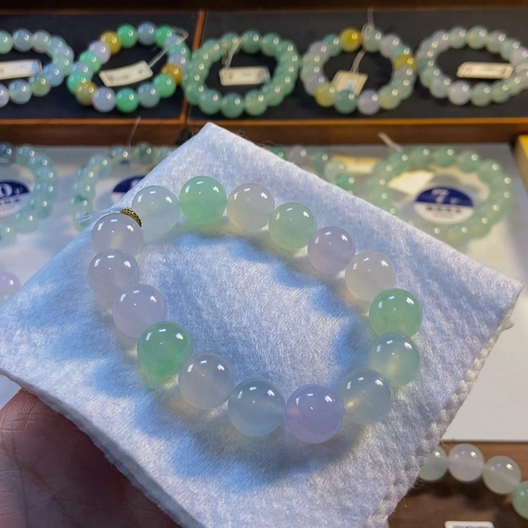 定制翡翠未镶嵌翡翠手串卡12+