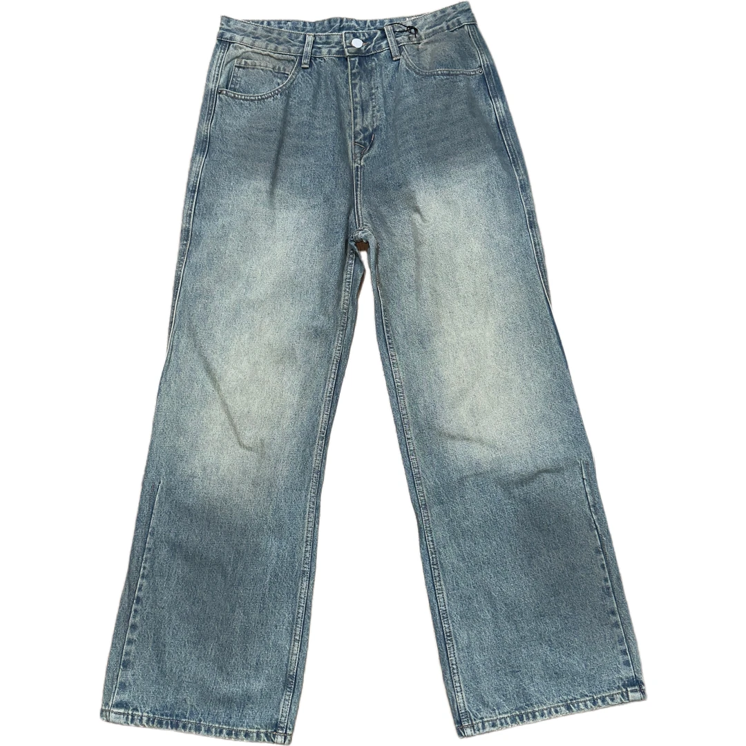 Dinner大直筒复古蓝做旧水洗牛仔裤8867