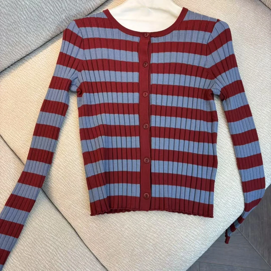 CSY4044 条纹坑条开衫