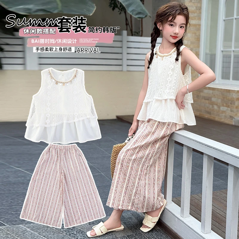 女童套装夏季2025新款柔软短袖夏装休闲大童夏季女孩休闲套装潮牌