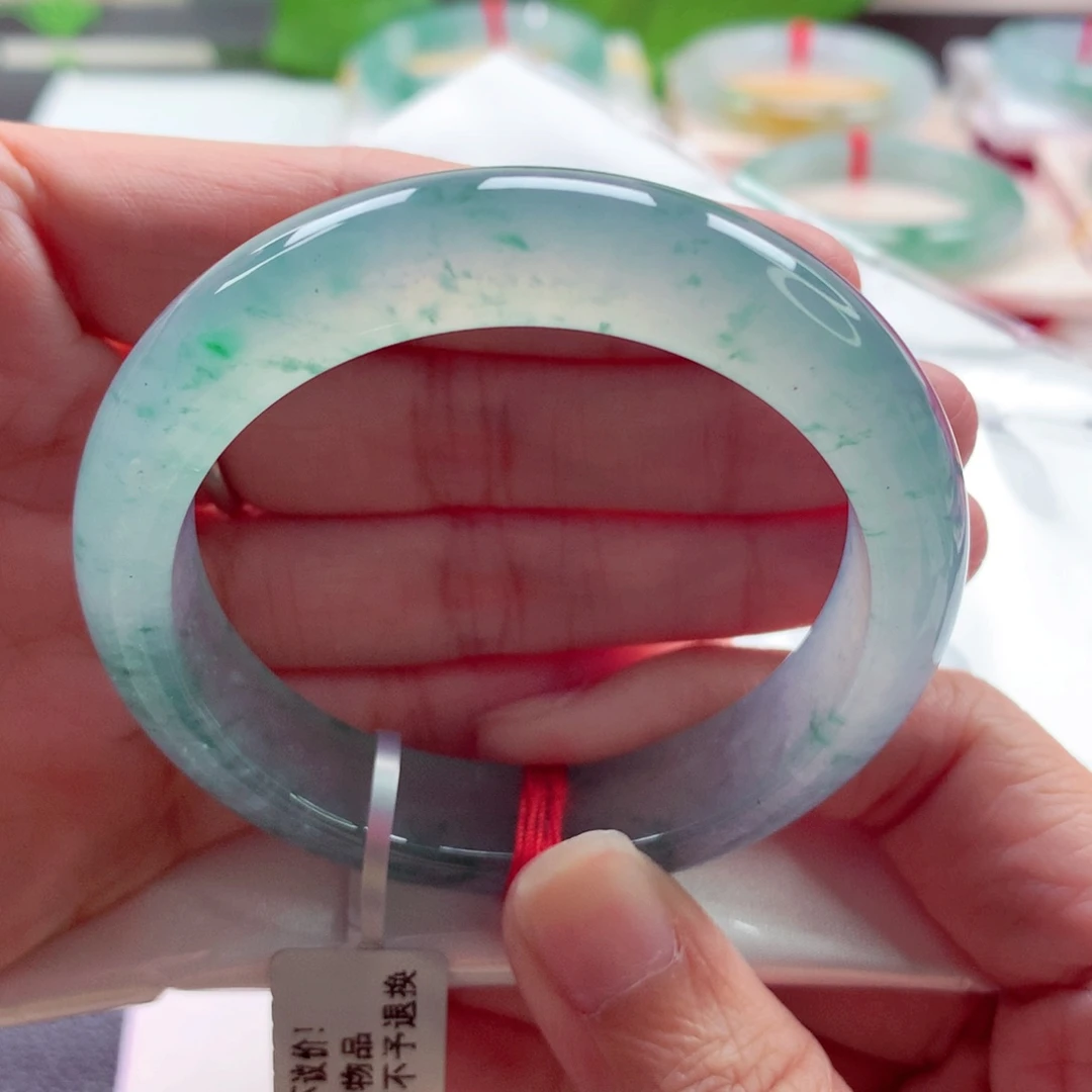 未镶嵌手镯翡翠52炸光蓝钢飘绿花高冰毕业小手福利A