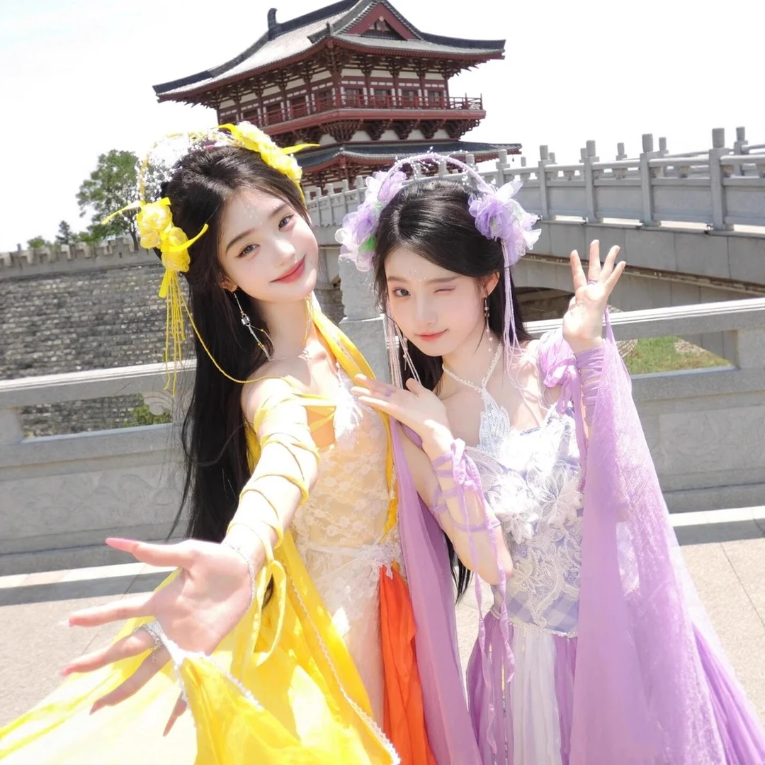 汉服女欢天喜地七仙女电视剧同款古装仙气飘逸夏日绝美七仙女服装