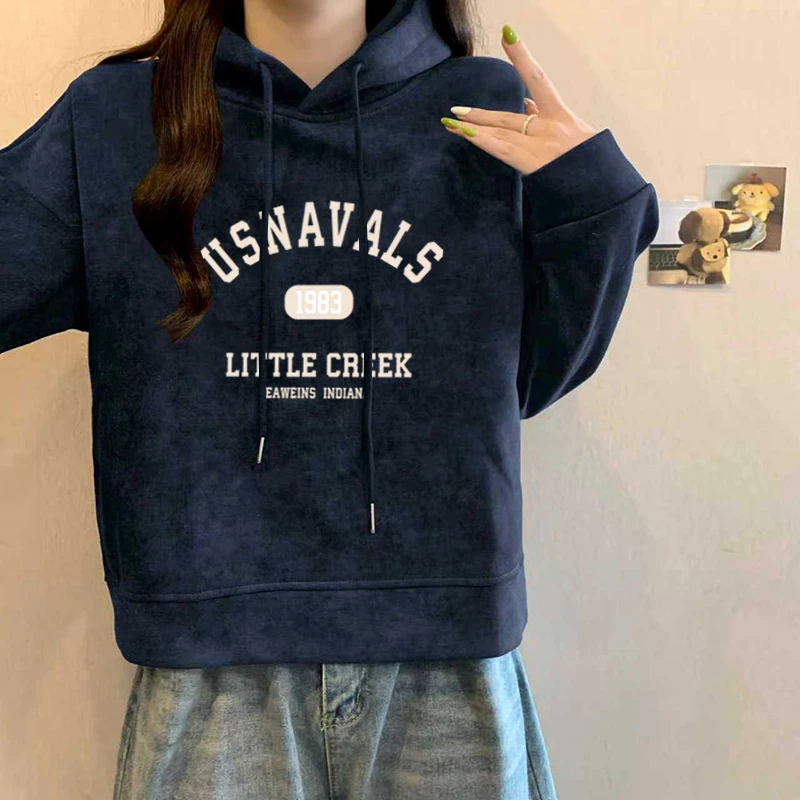 2025秋冬新款美式复古扎染连帽卫衣外套女宽松设计慵懒风套头上衣