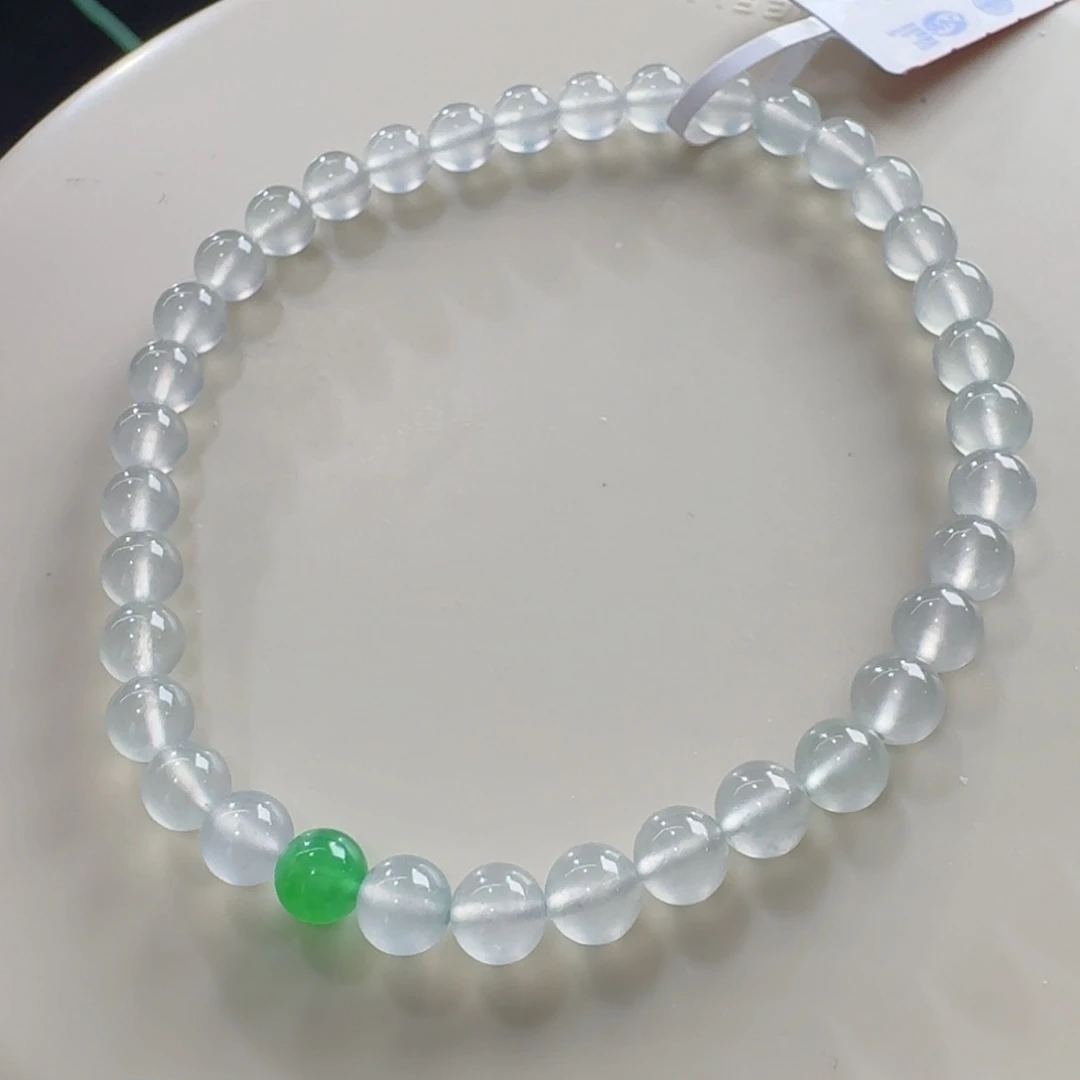 未镶嵌手链翡翠高冰波白钢手串卡5 炸光！毕业！