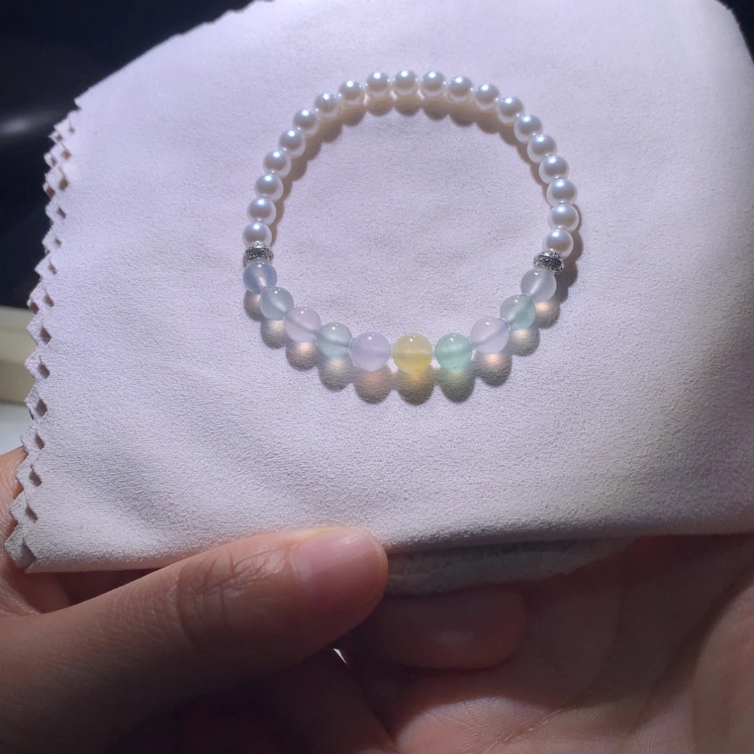 翡翠散珠天然缅甸翡翠A货卡5.7-6.5 彩色小波珠