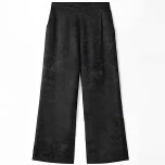 100%桑蚕丝双面提花时尚百搭显瘦国风设计师高腰舒适直筒长裤8803