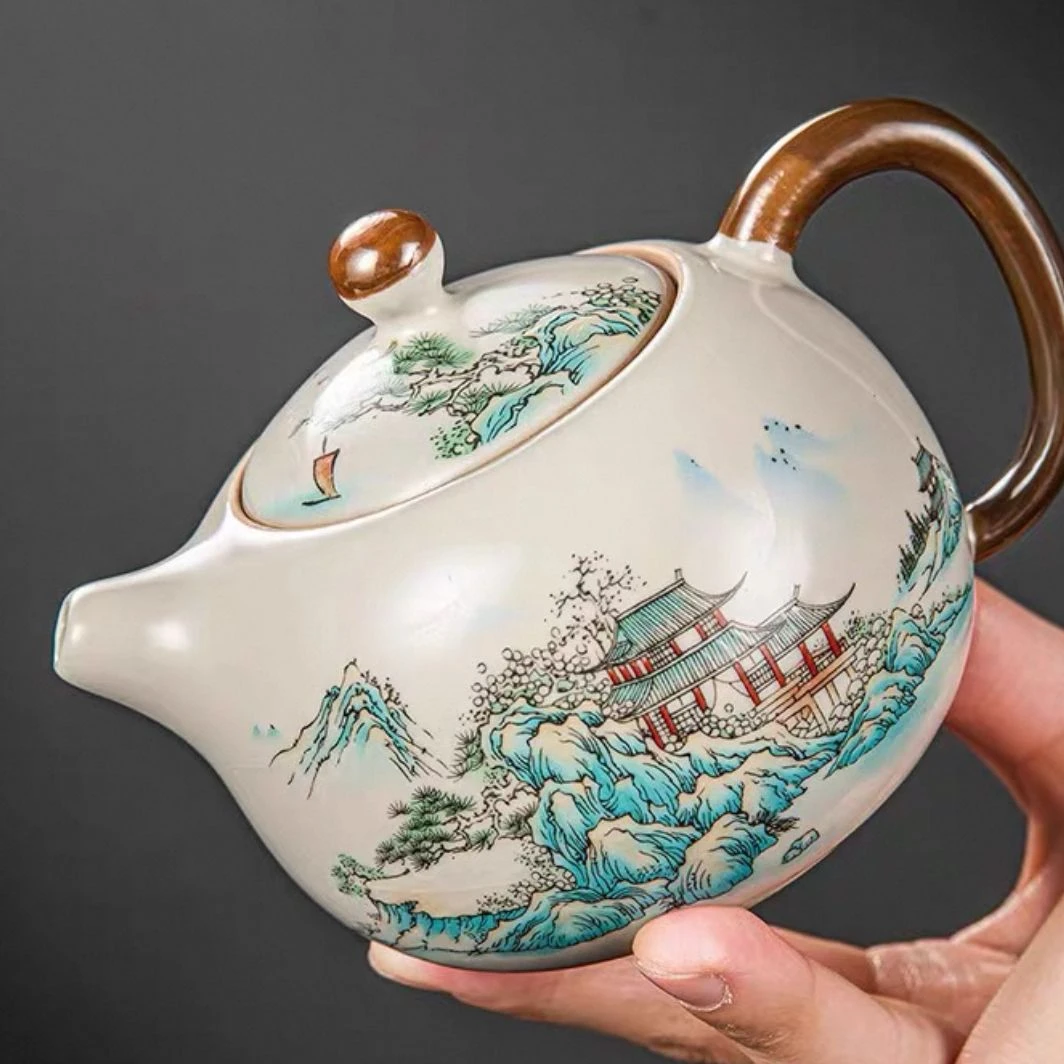 G1180-汝窑青山西施壶GS茶具小茶壶一人用高档家用泡茶壶中式复古