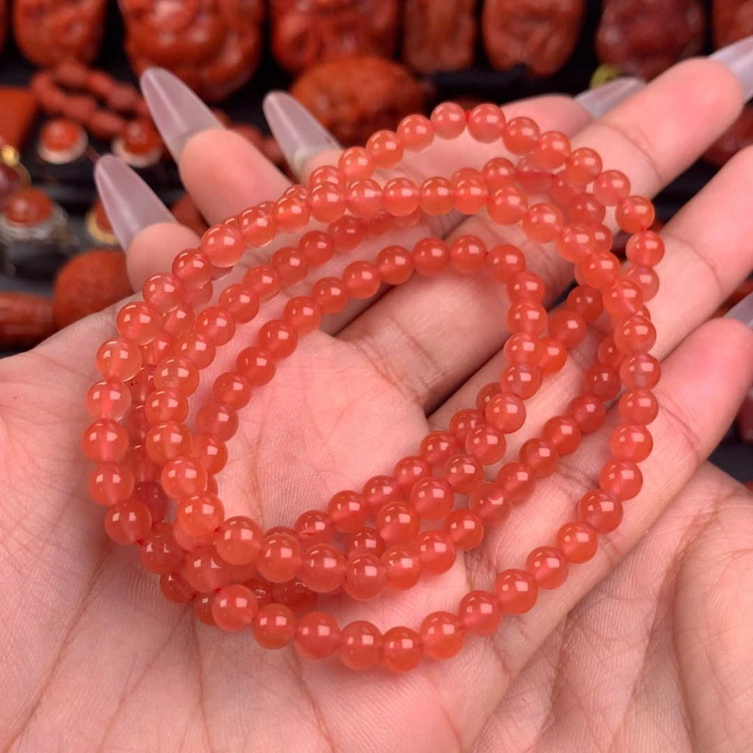 南红玛瑙冰红佛珠5+未镶嵌