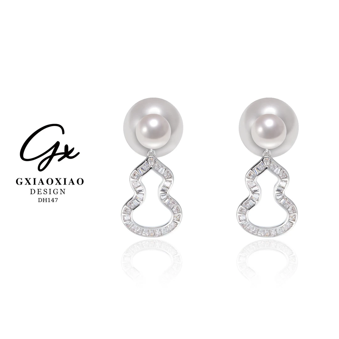 铜合金合成锆石耳饰 GXX 法式轻奢高级设计时尚葫芦耳环 DH147