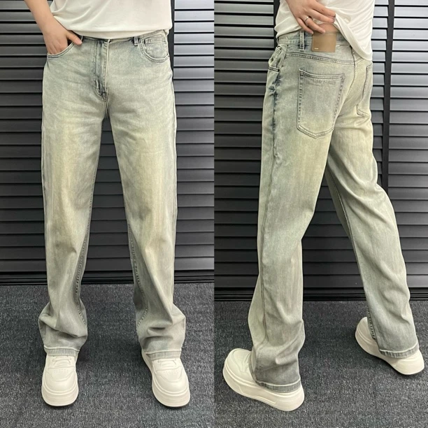 8908复古春夏水洗夏季休闲直筒牛仔裤高街美式韩版修身