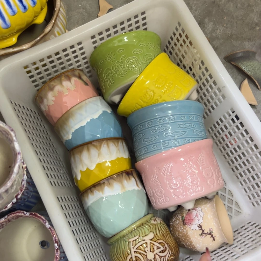 陶瓷花盆特价上新口7-12粉微瑕