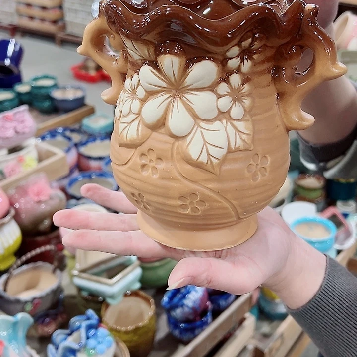 有孔，凑单福利满10元发货陶瓷多肉花盆！