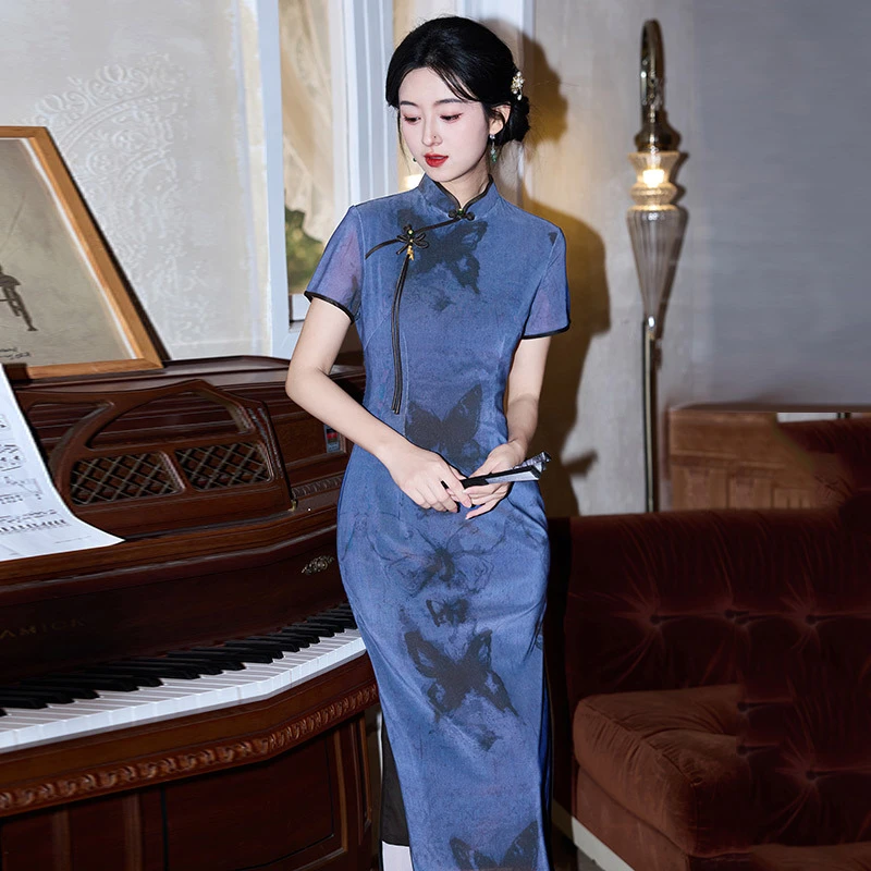 新中式年轻款淑女范优雅绝美扎染旗袍显瘦2025春季日常透气改良