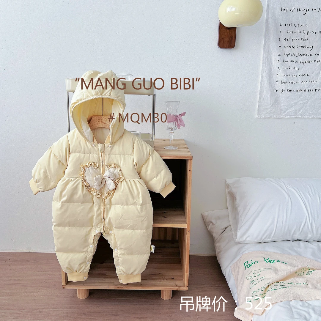 (轻薄款)冬款新生儿婴幼儿轻薄款简洁蝴蝶结爱心款白鸭绒羽绒服