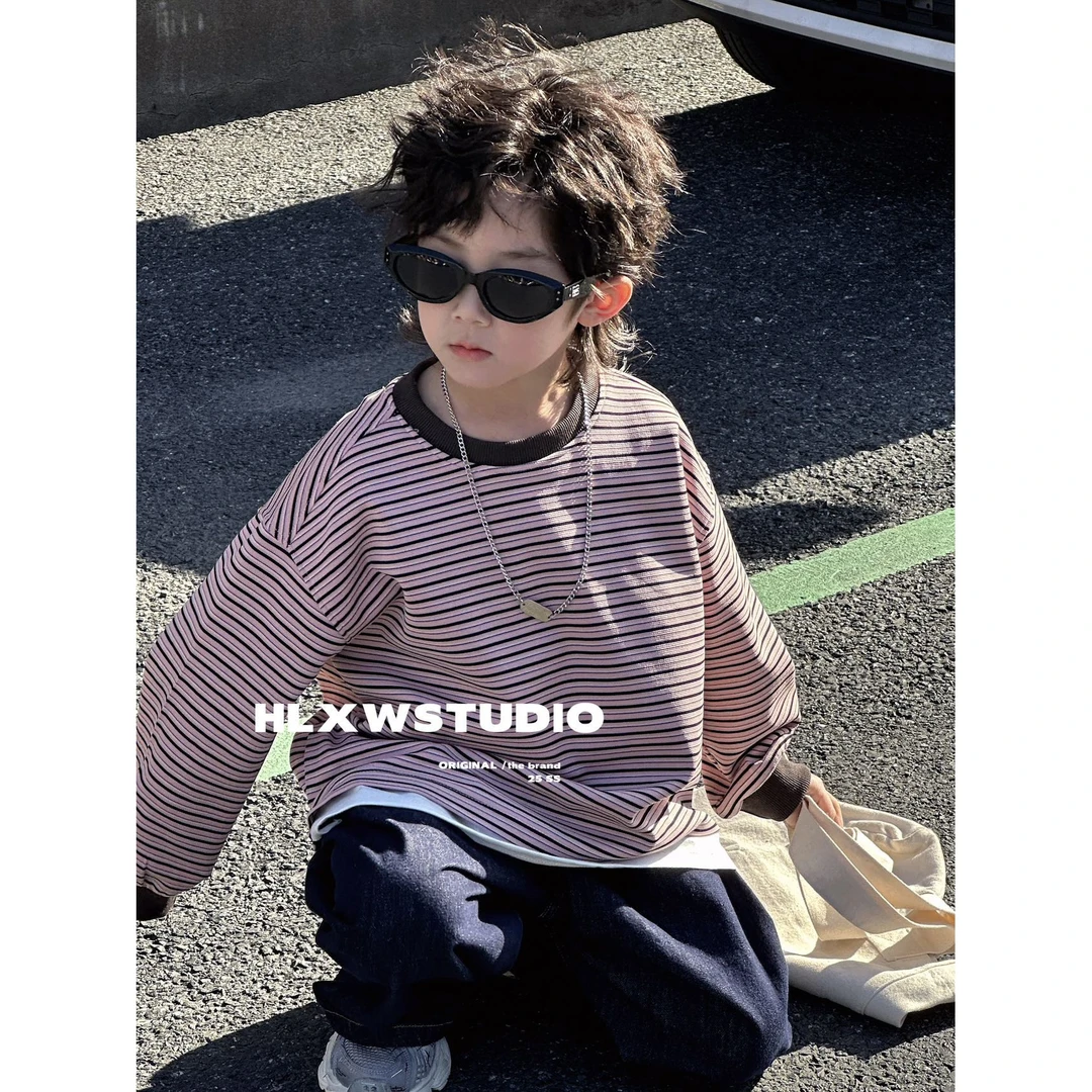 【新疆包邮】春季新款条纹假两件卫衣W220