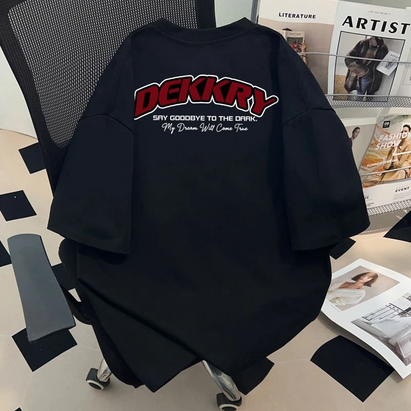 jtrt美式纯棉短袖T恤男女夏季潮牌字母印花情侣黑色新款半袖上衣