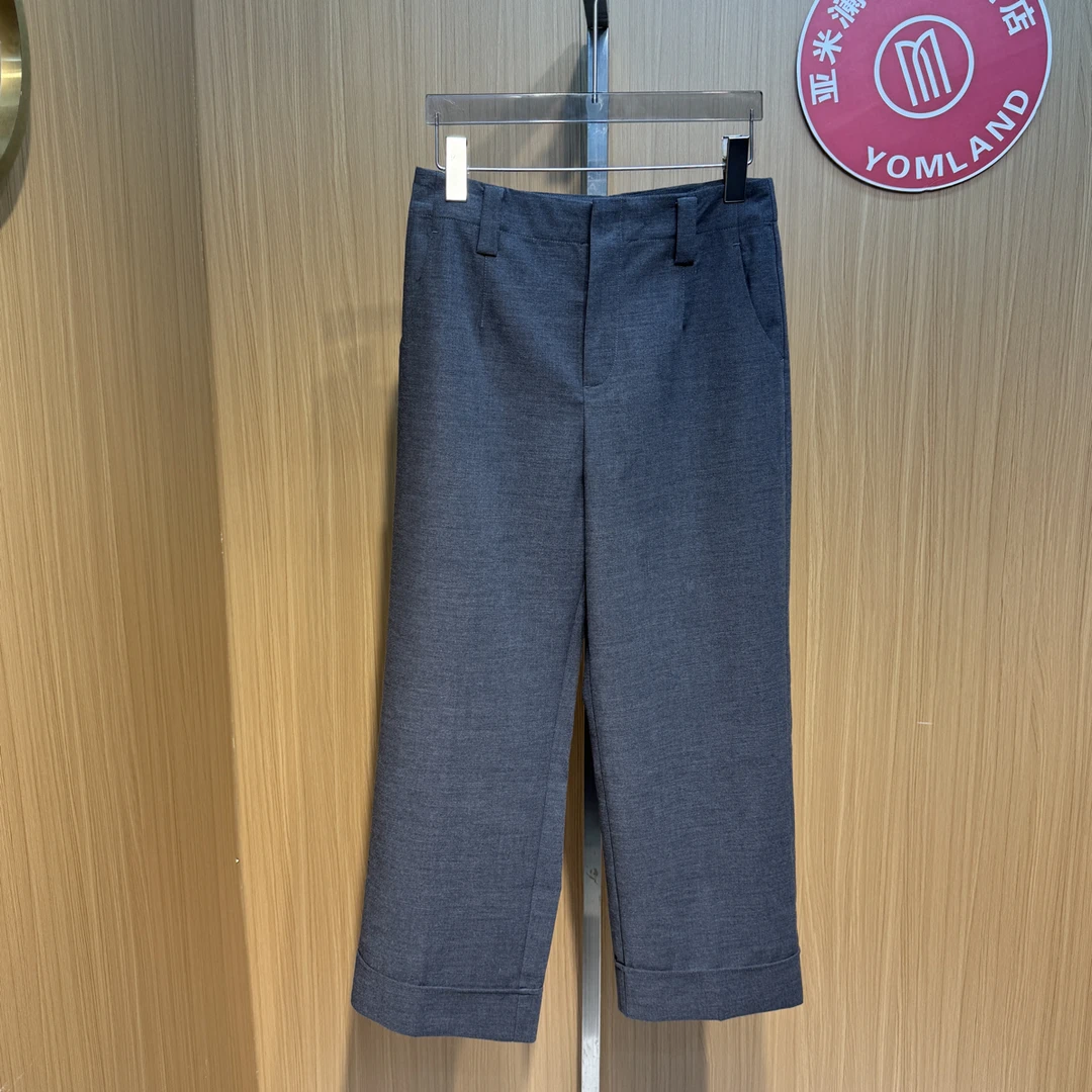 秋季新款高腰窄版直筒九分休闲女裤百搭显瘦