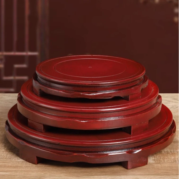 可旋转木质底座摆件摆放红木家居摆件神兽摆件聚福缸聚宝盆缸通用