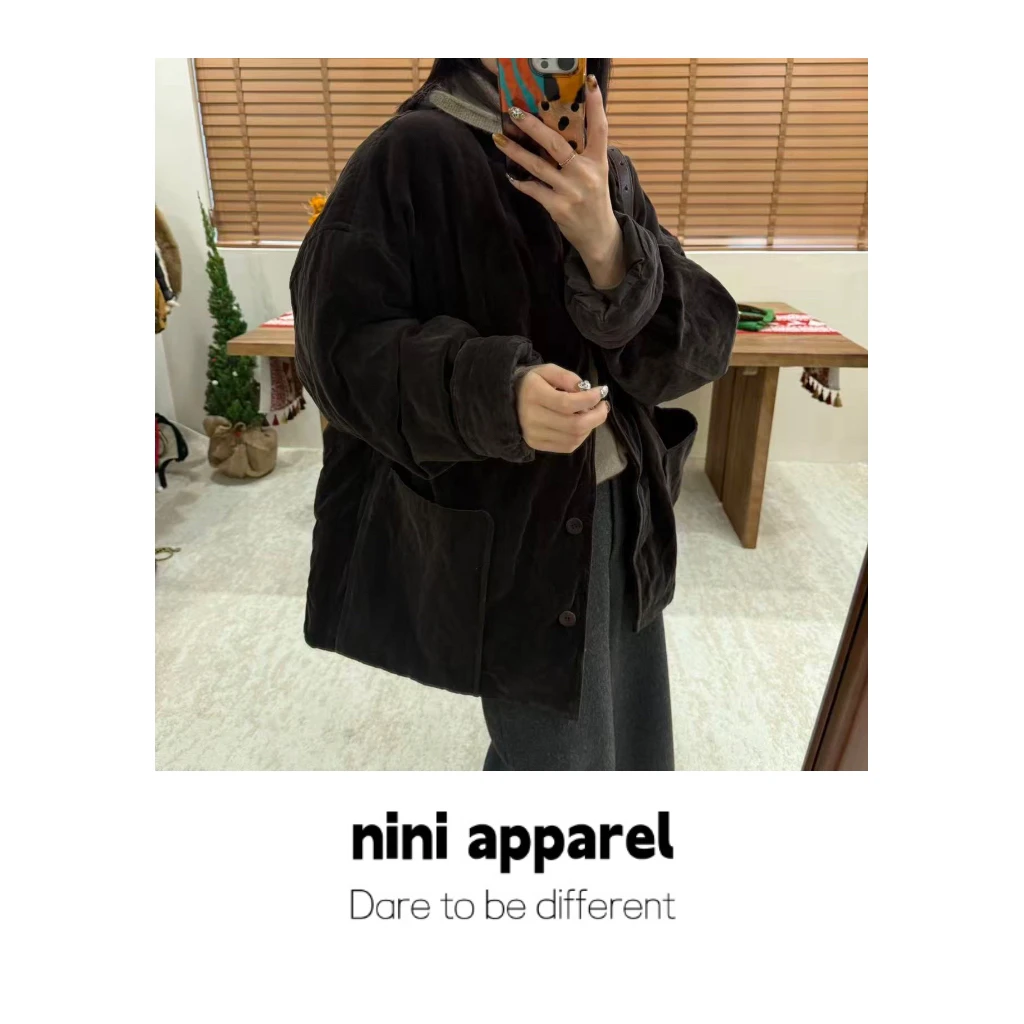 NiNi:高定韩系无领精致金属丝90白鸭绒羽绒服～