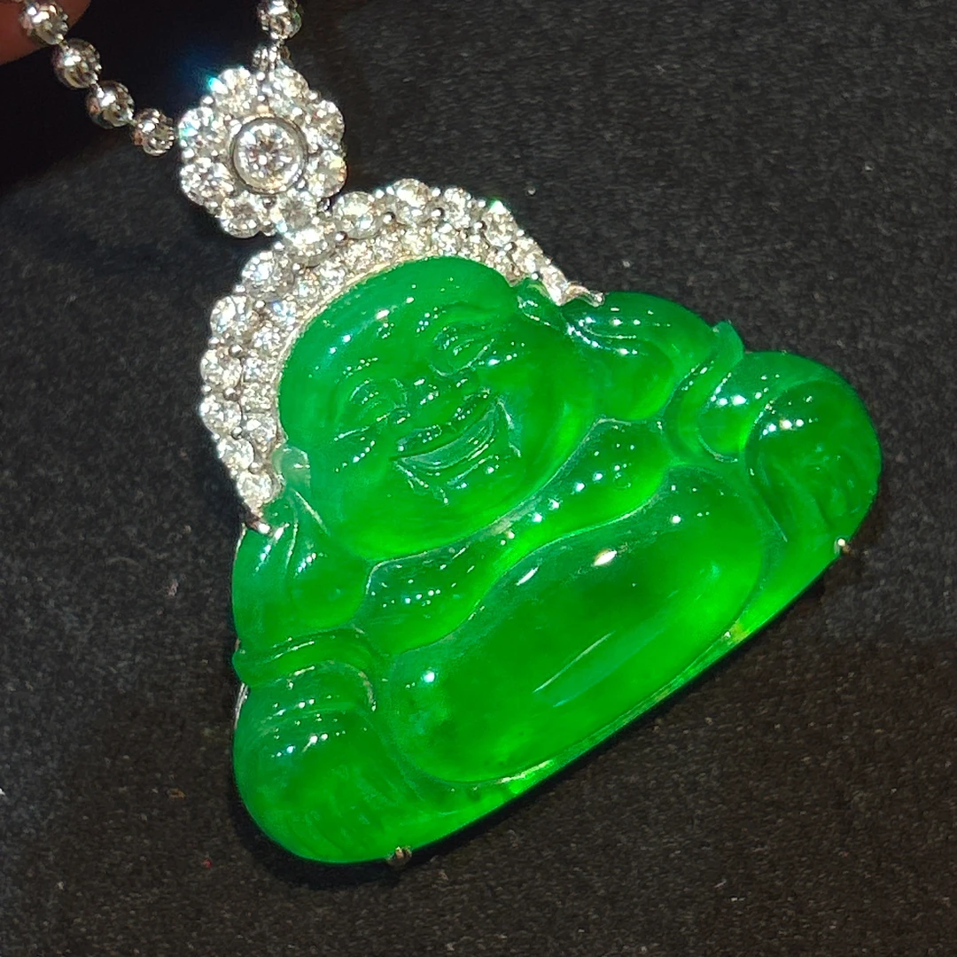 7姐专场/翡翠 满绿翡翠佛公 LZ420Rw8.63