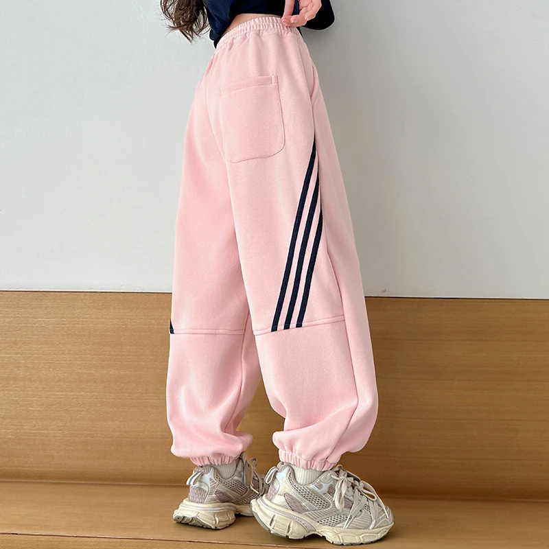 女童裤子儿童休闲裤宽松春秋中大童5-12岁女孩直筒韩版时髦长裤