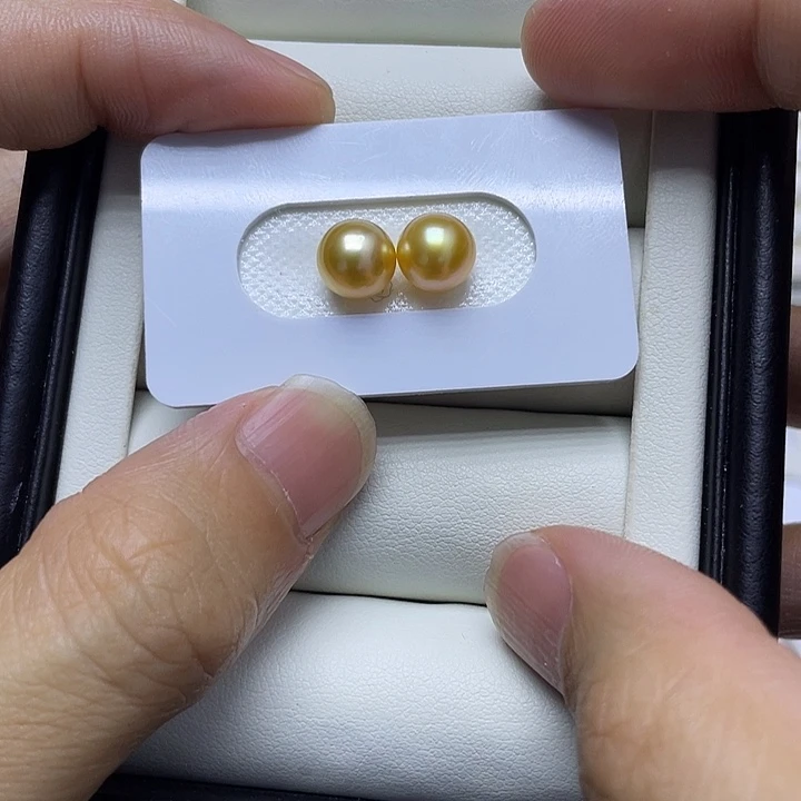 海水珍珠裸珠一对海水南洋裸珠对珠