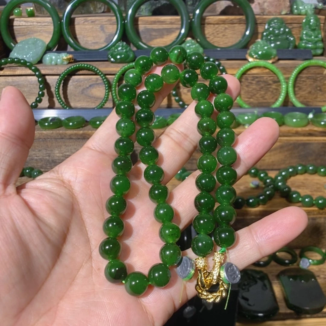 【闪购商品】吊坠(不含链)未镶嵌和田玉巴料聚红皮菠菜绿项链 10