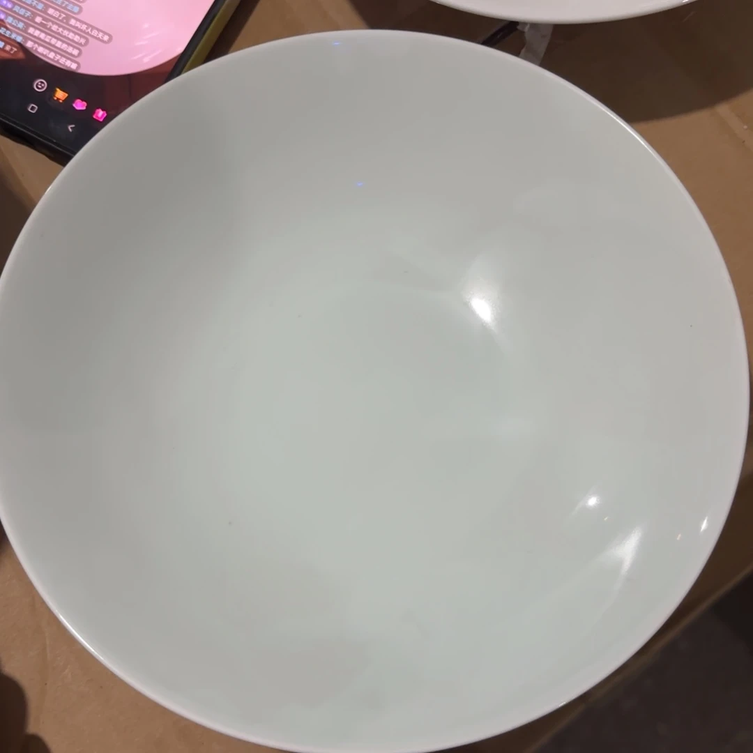 影青高白泥8英寸斗笠深盘4个【微瑕尾货】