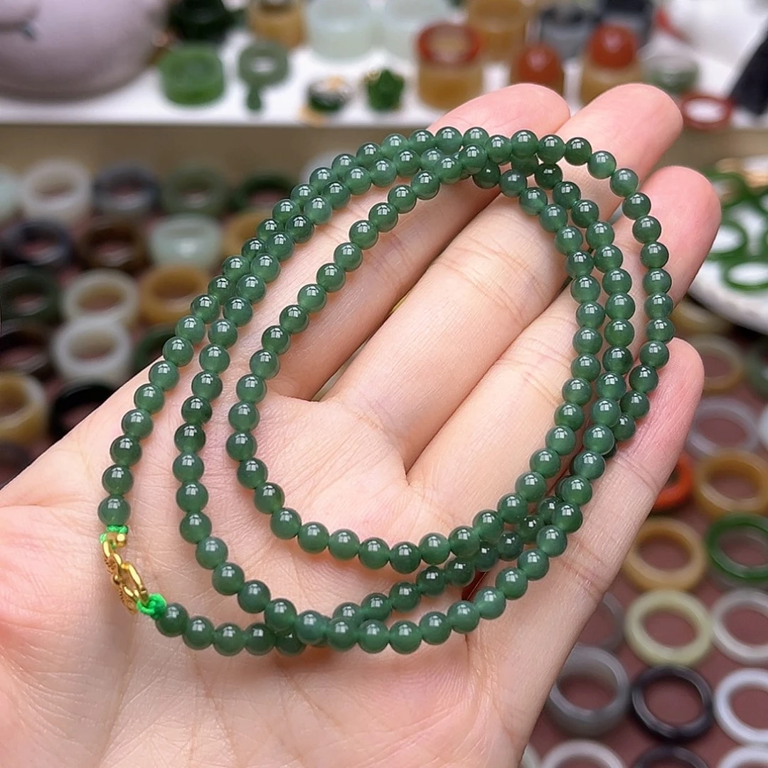 和田玉未镶嵌戒指卡4小米珠碧玉