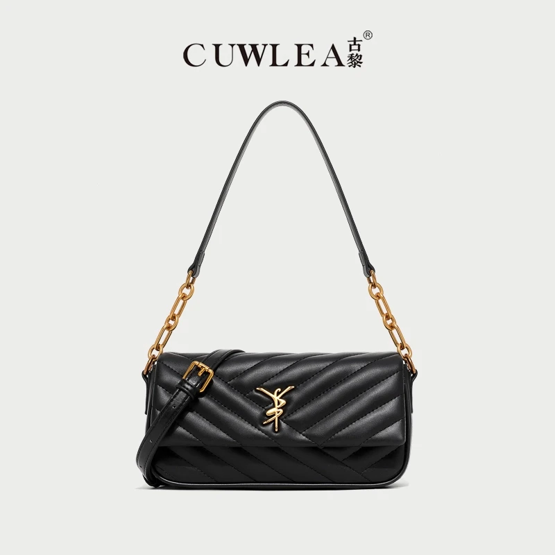 【CUWLEA/古黎】2025年时尚女包绣线百搭单肩斜挎包GL-6266送礼盒