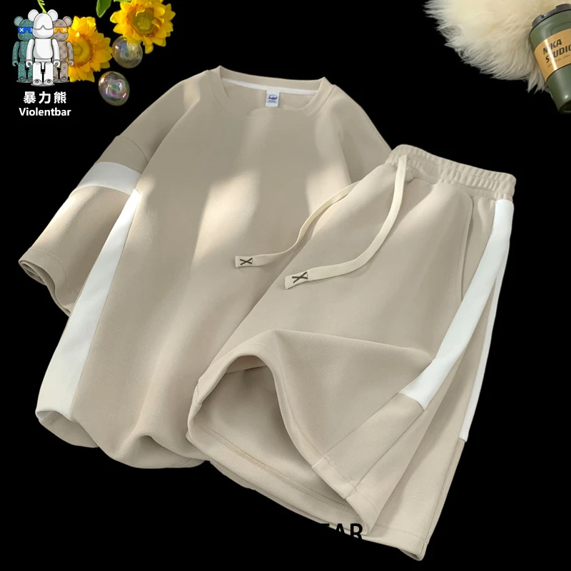 暴力熊潮牌男生穿搭高级感套装夏季短袖短裤搭配一整套时尚青少年