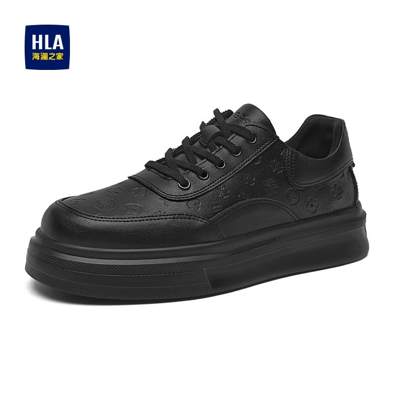 HLA/海澜之家男鞋新款秋季时尚印花潮流休闲鞋百搭厚底复古板鞋