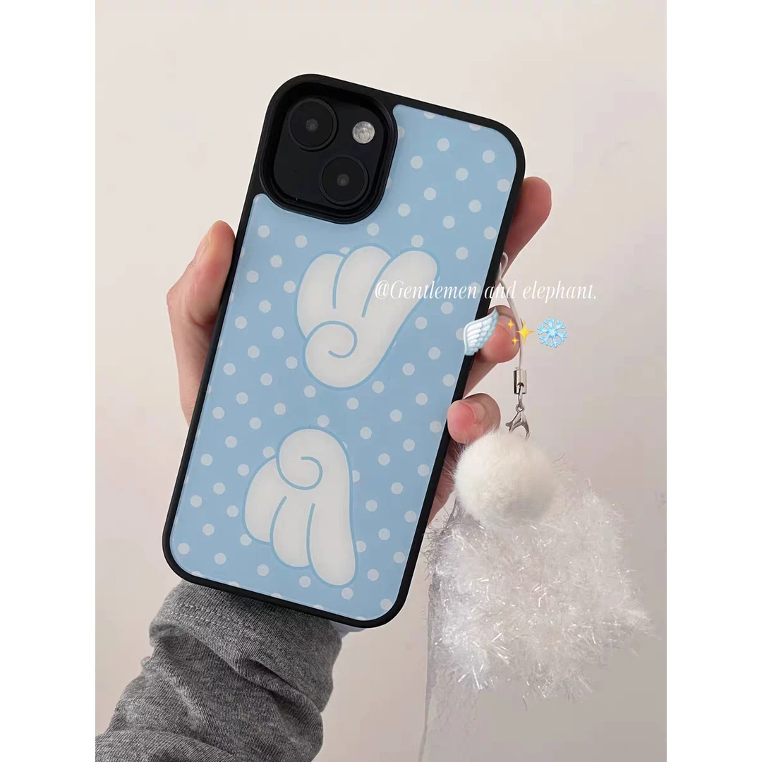 蓝波点卡通翅膀适用苹果iPhone16promax手机壳15/14/13/12/11