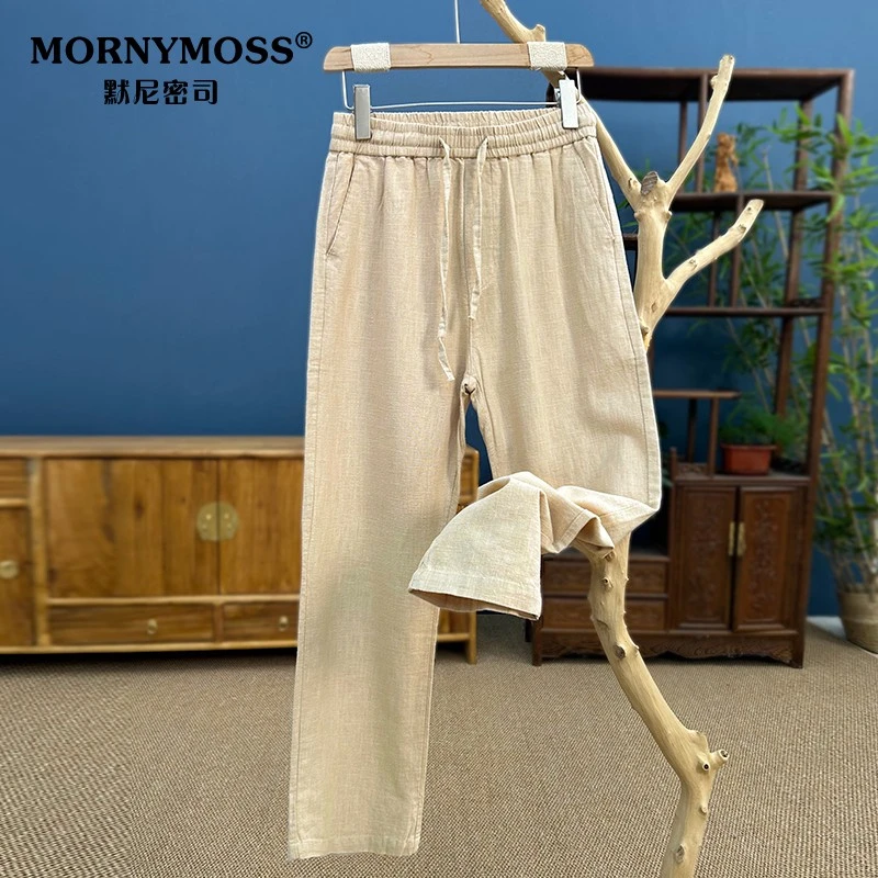 高端棉麻裤男春夏季亚麻裤子休闲裤男士苎麻布料薄款宽松直筒裤