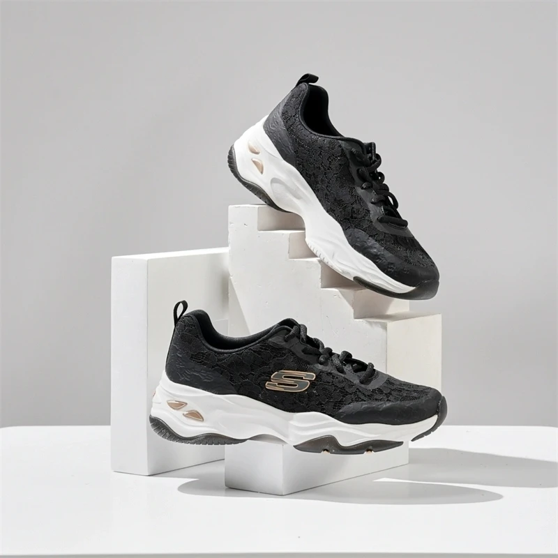 SKECHERS/斯凯奇夏季镂空蕾丝透气女鞋厚底增高老爹鞋休闲运动鞋
