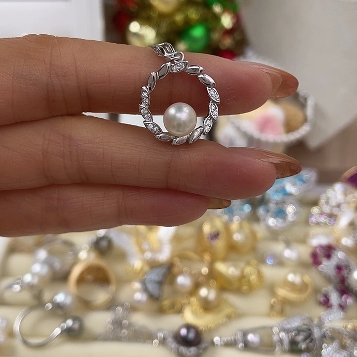 吊坠(不含链)银S925镶嵌海水珍珠