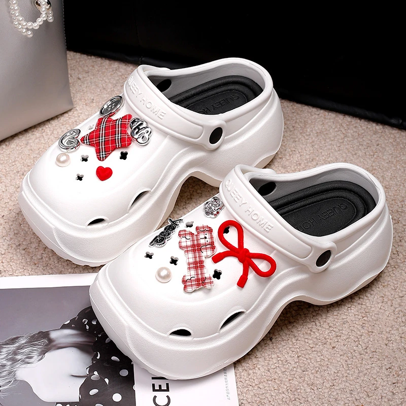 QY外穿洞洞鞋守星人女夏季新款踩屎感厚底防滑包头家居舒适凉鞋女