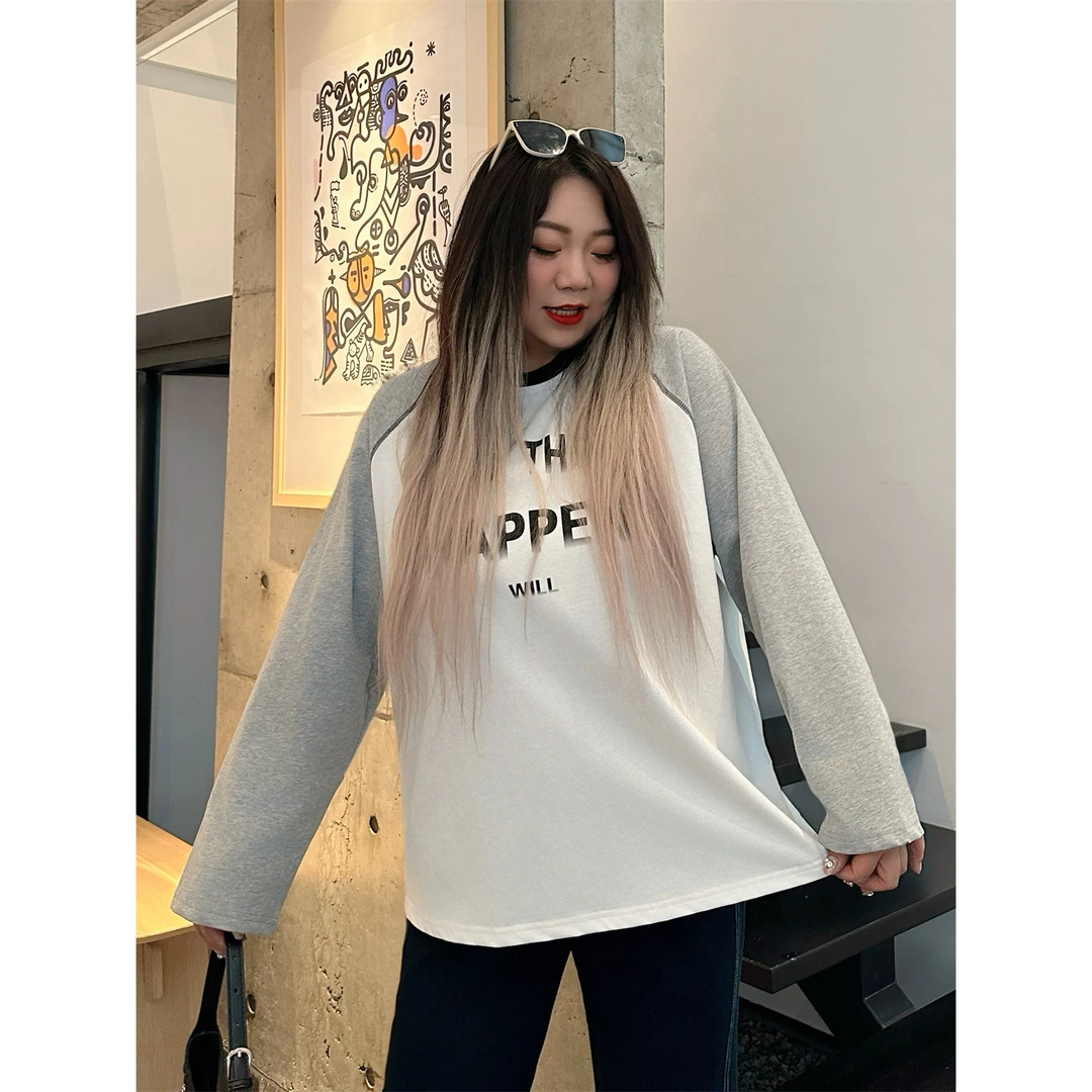 不容小觑 / 慵懒风印花长T 13745花契大码200斤胖mm春季小众显瘦