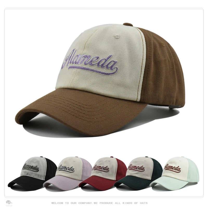 新款拼色帽子男字母刺绣棒球帽韩版时尚百搭女户外遮阳防晒鸭舌帽