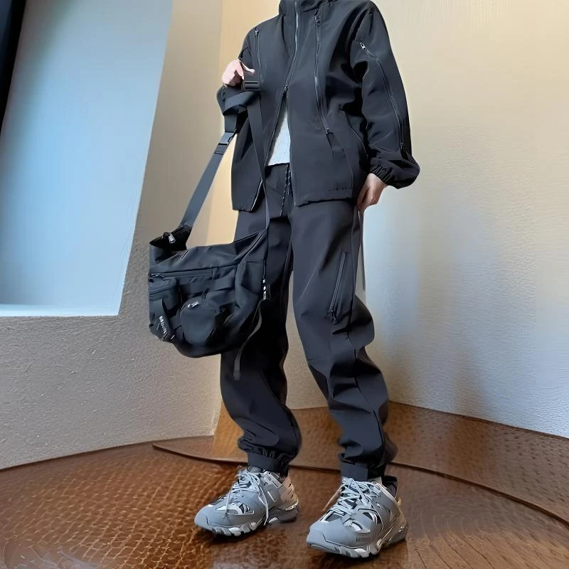 免烫防水秋季工装裤大码直筒登山裤子300斤穿休闲裤速干冲锋裤男