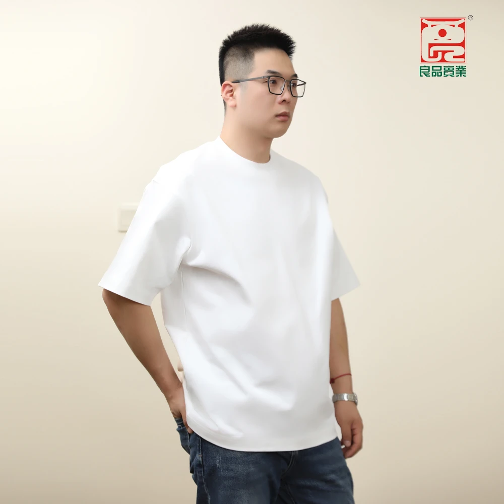 良品【380克重磅T】纯棉圆领T恤细腻厚实时尚自然吸汗男女短袖款