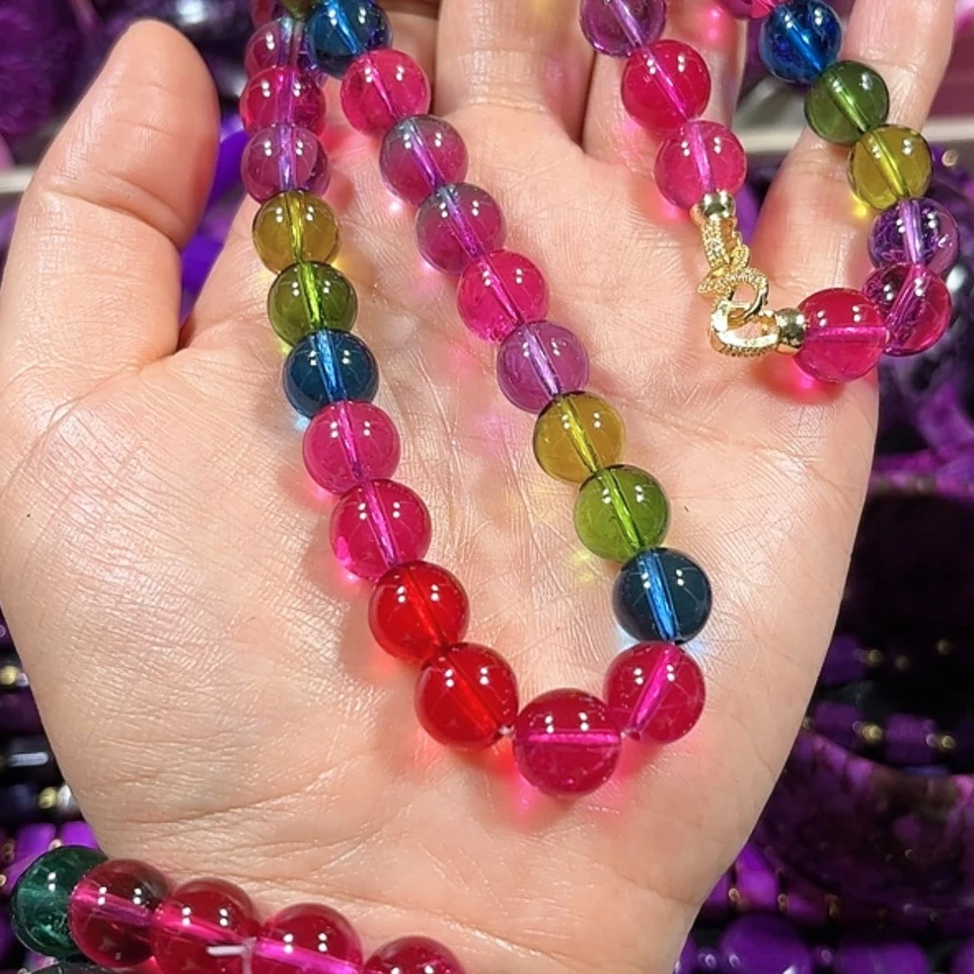 【闪购商品】玻璃DIY闰*生舒具石老油料镯子58串和项链卡10