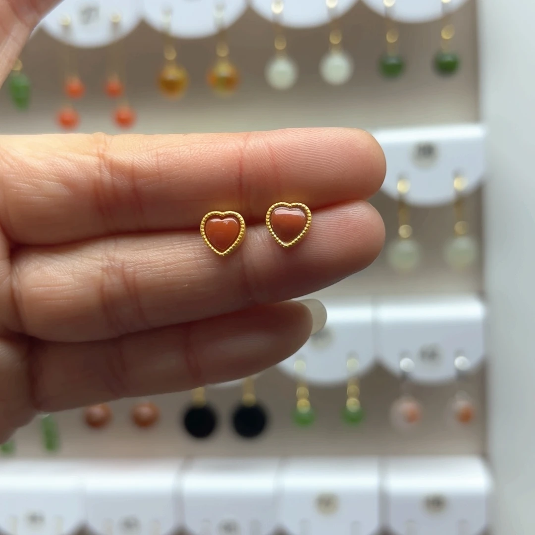 南红玛瑙耳饰银S925镶嵌