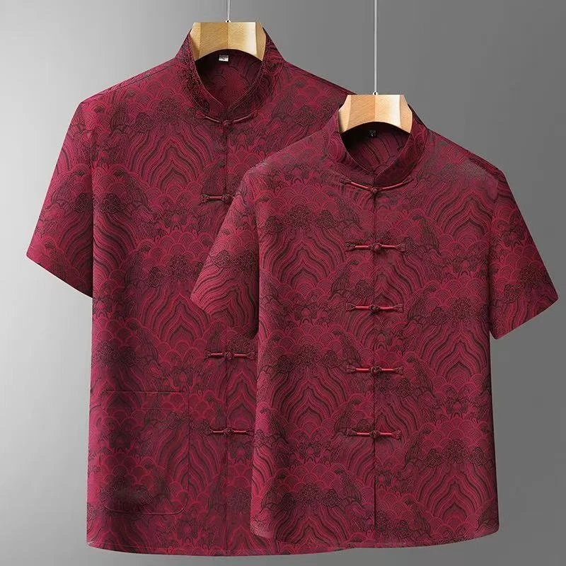 唐装男士中老年爷爷中国风爸爸夏装套装新中式过生日喜宴衣服