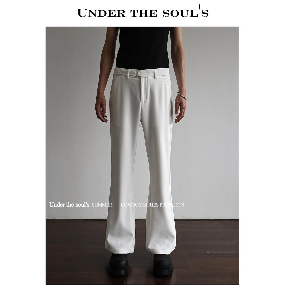 Utsoul's 设计感可调节微喇叭西裤男垂坠高级感堆积小众拖地长裤