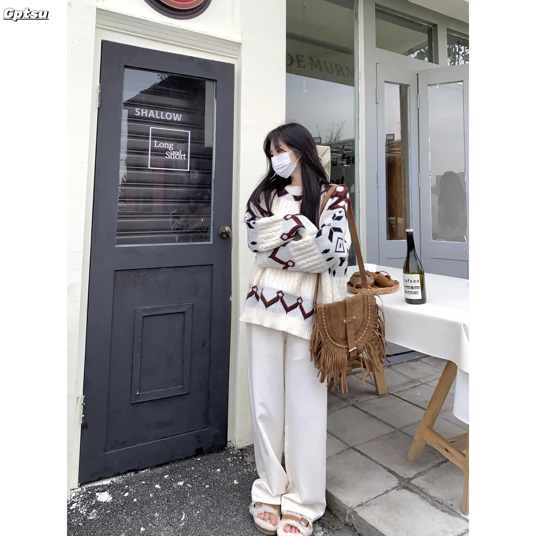 GPTSu温柔风格长袖女士秋冬季毛衣2025设计外穿宽松软糯针织上衣